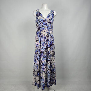 Cold Water Creek Blue Floral Maxi Dress Size 12